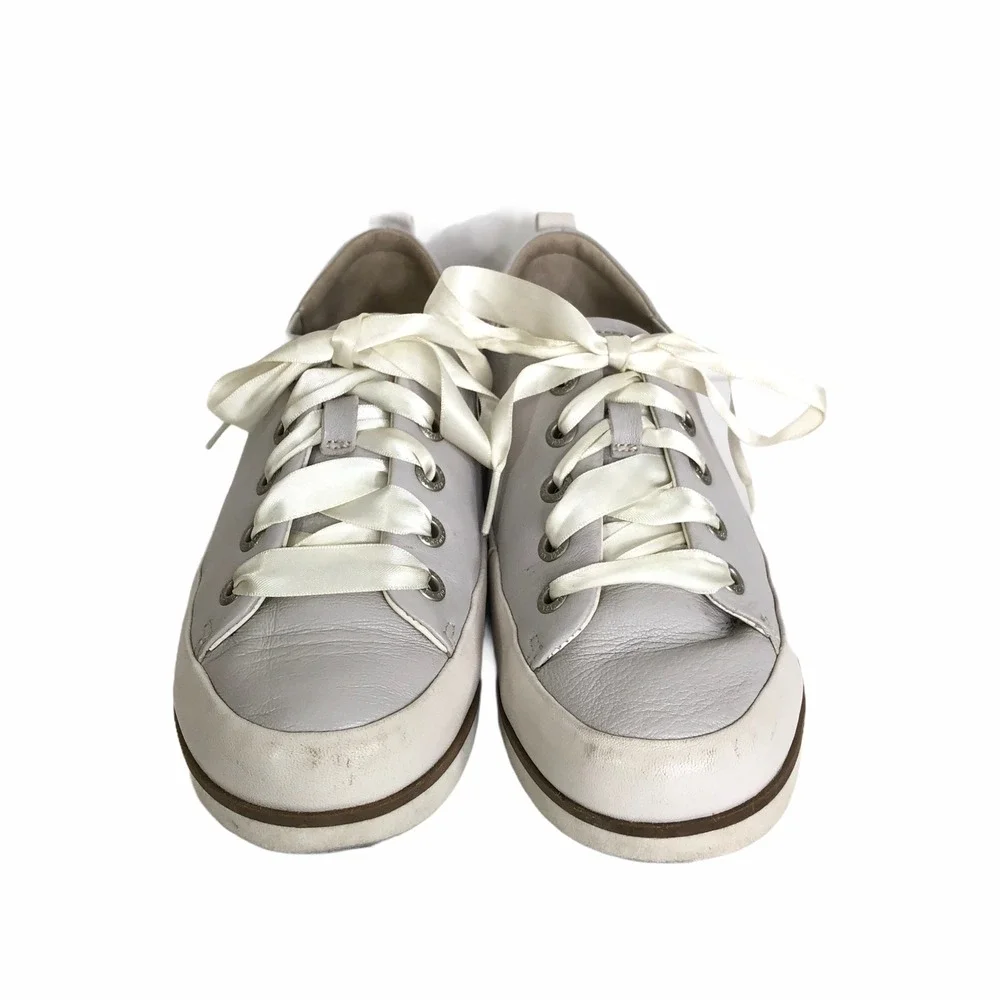 bussola Silk Nappa Vapor Shoes Womens‎ Sneakers Taupe Grey Silk Laces EUC SH849